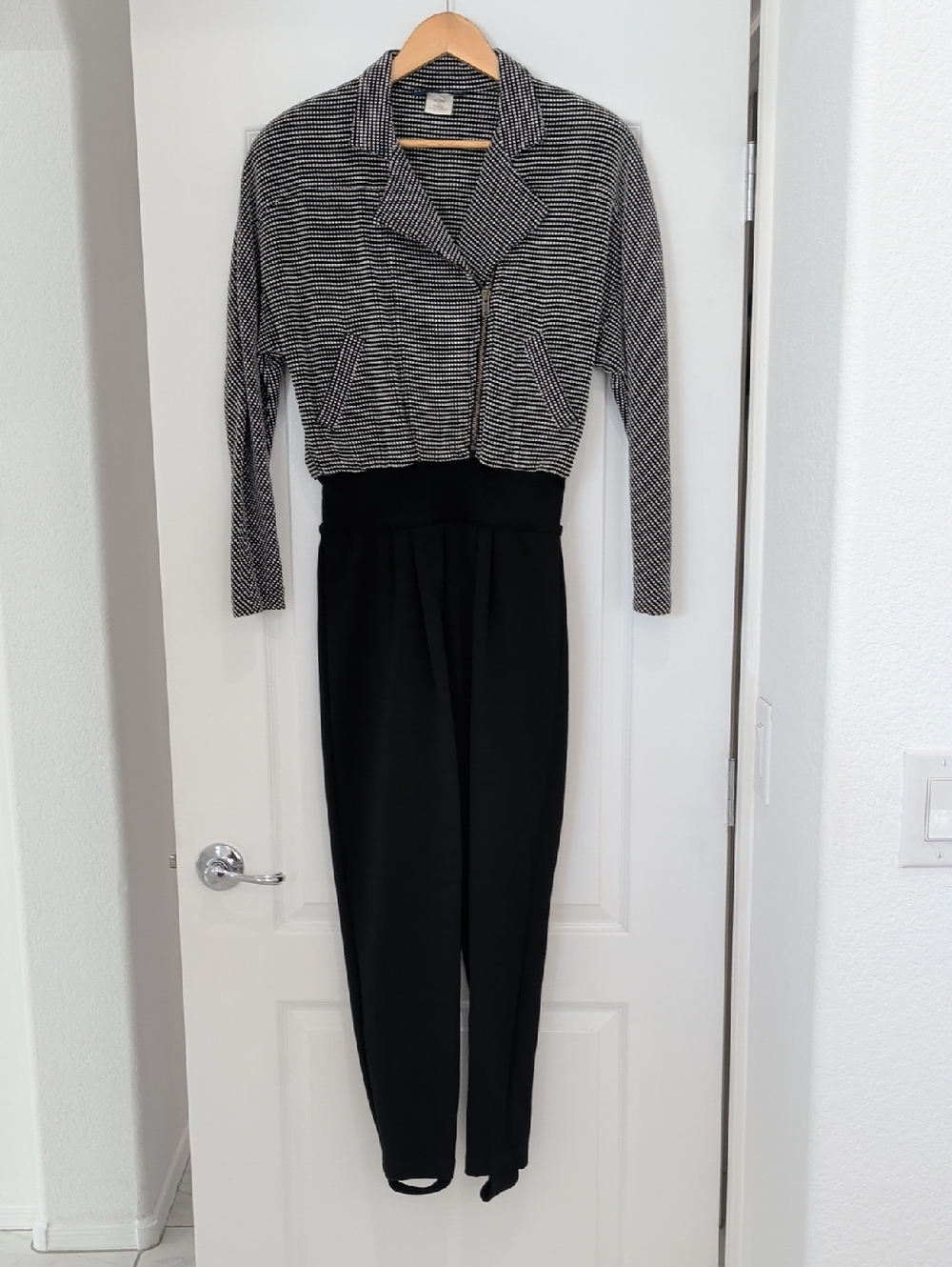 Vintage Seattle Gear Moto Style Jumpsuit Stirrups Black White S / Small
